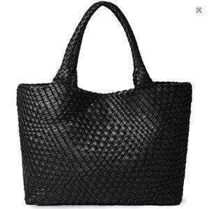 New woven vegan leather shoulder tote